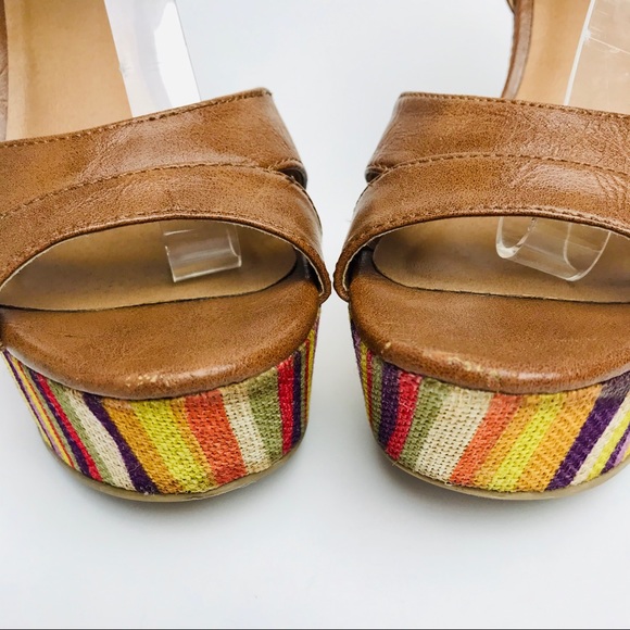 Madden Girl Vegan Leather Boho Wedge Tan Heel 7.5 - Picture 6 of 9